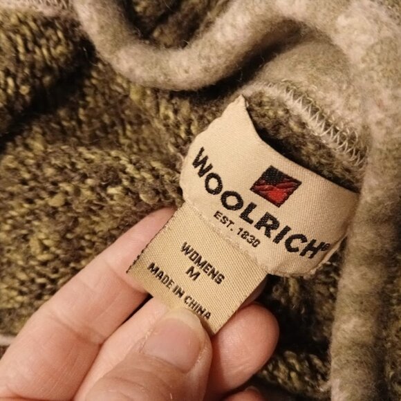 WOOLRICH Pullover Mock Neck Sweater Top women M Olive Green 1/2 zip up henley LS - Picture 9 of 10
